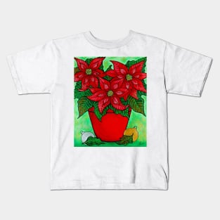 Poinsettia Season Kids T-Shirt